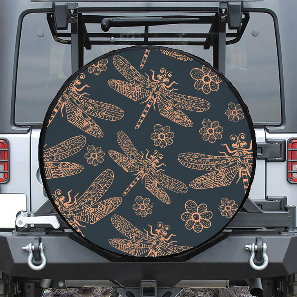 Vintage Dragonfly Pattern Print Tire Cover