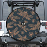 Vintage Dragonfly Pattern Print Tire Cover With Camera Hole