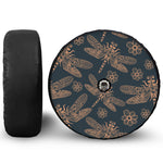 Vintage Dragonfly Pattern Print Tire Cover With Camera Hole