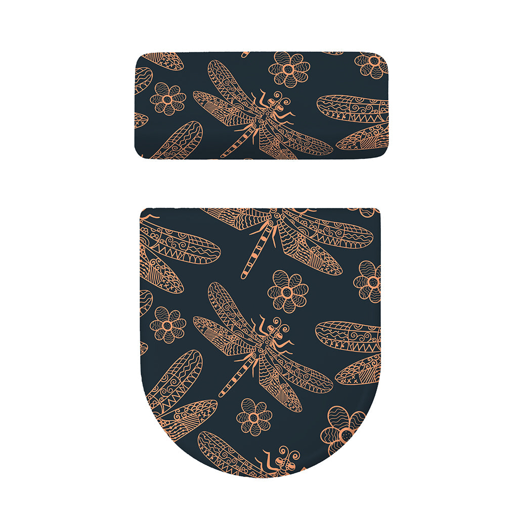 Vintage Dragonfly Pattern Print Toilet Lid And Tank Cover Set