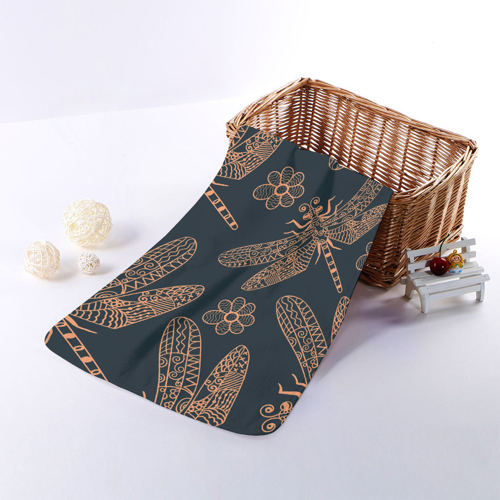 Vintage Dragonfly Pattern Print Towel