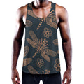 Vintage Dragonfly Pattern Print Men's Workout Tank Top