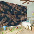 Vintage Dragonfly Pattern Print Wall Sticker