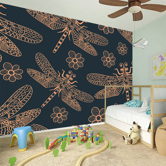 Vintage Dragonfly Pattern Print Wall Sticker