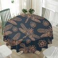 Vintage Dragonfly Pattern Print Waterproof Round Tablecloth