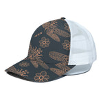 Vintage Dragonfly Pattern Print White Mesh Trucker Cap