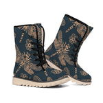 Vintage Dragonfly Pattern Print Winter Boots