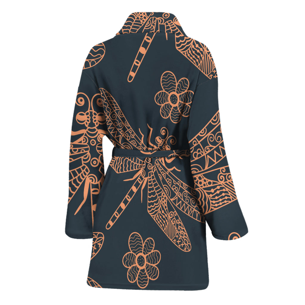 Vintage Dragonfly Pattern Print Women's Bathrobe