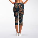 Vintage Dragonfly Pattern Print Women's Capri Leggings