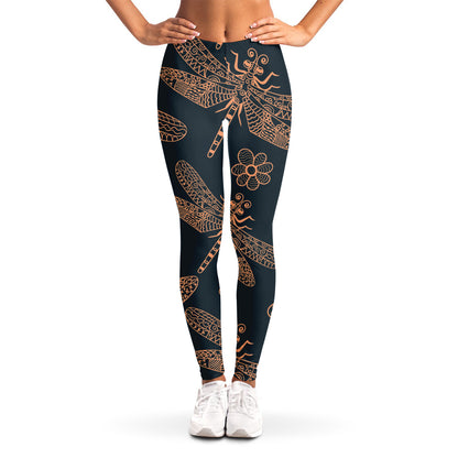 Vintage Dragonfly Pattern Print Women's Leggings