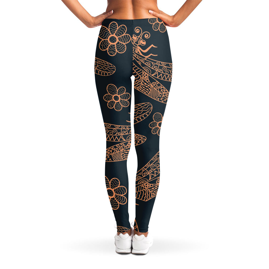 Vintage Dragonfly Pattern Print Women's Leggings