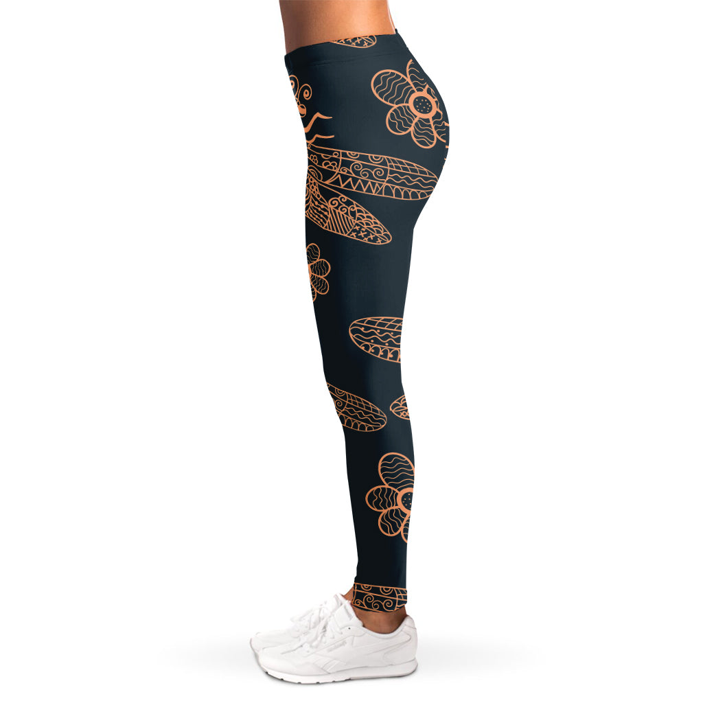 Vintage Dragonfly Pattern Print Women's Leggings