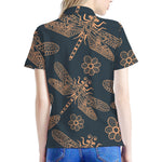 Vintage Dragonfly Pattern Print Women's Polo Shirt