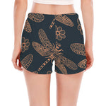 Vintage Dragonfly Pattern Print Women's Split Running Shorts