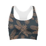 Vintage Dragonfly Pattern Print Women's Sports Bra