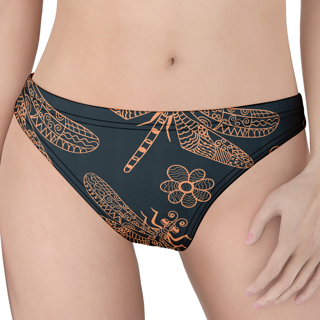 Vintage Dragonfly Pattern Print Women's Thong