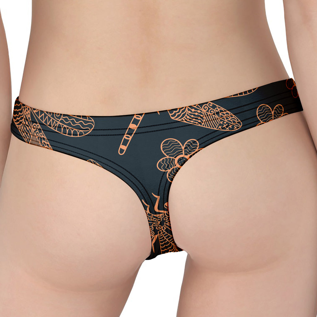 Vintage Dragonfly Pattern Print Women's Thong