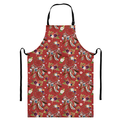 Vintage Dream Catcher Pattern Print Bib Apron With Pocket