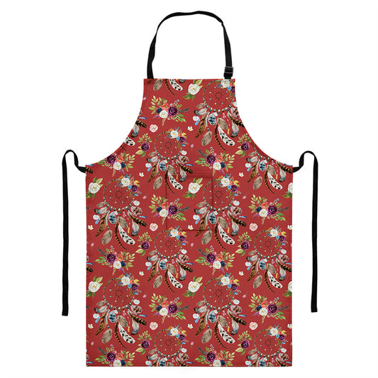 Vintage Dream Catcher Pattern Print Bib Apron With Pocket