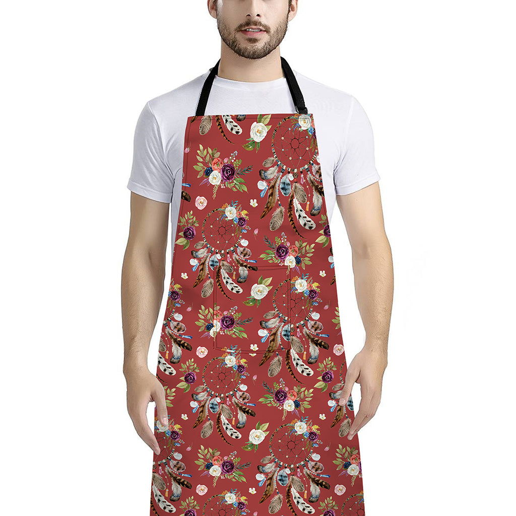 Vintage Dream Catcher Pattern Print Bib Apron With Pocket