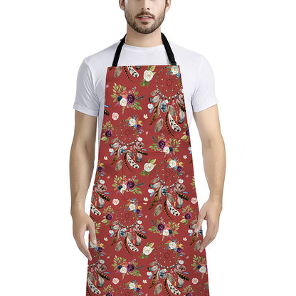 Vintage Dream Catcher Pattern Print Bib Apron With Pocket