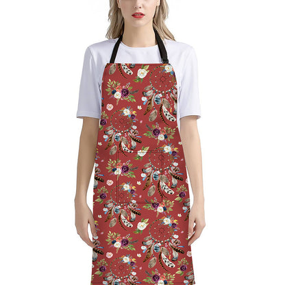 Vintage Dream Catcher Pattern Print Bib Apron With Pocket