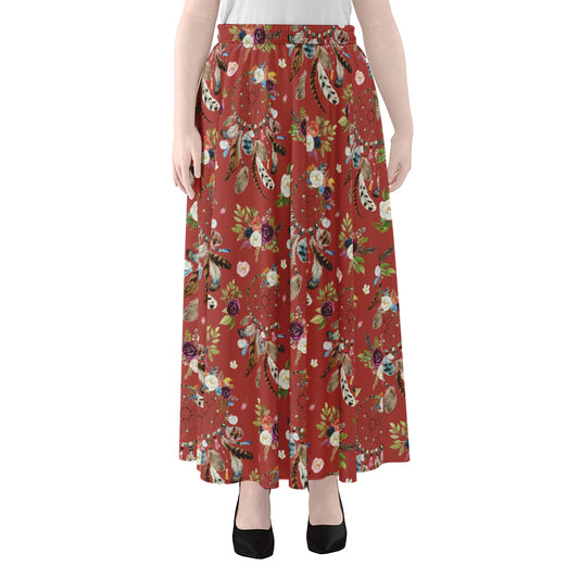 Vintage Dream Catcher Pattern Print Chiffon Maxi Skirt