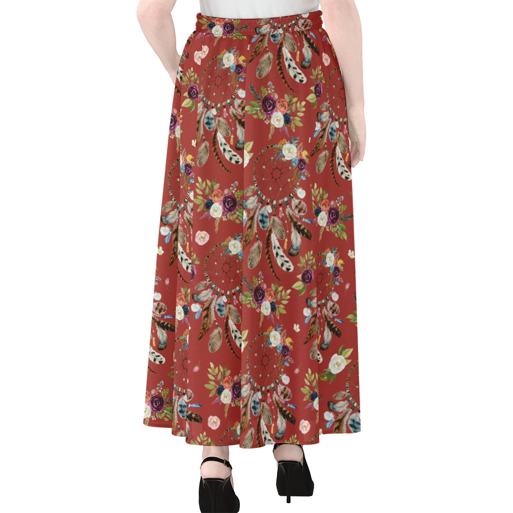 Vintage Dream Catcher Pattern Print Chiffon Maxi Skirt