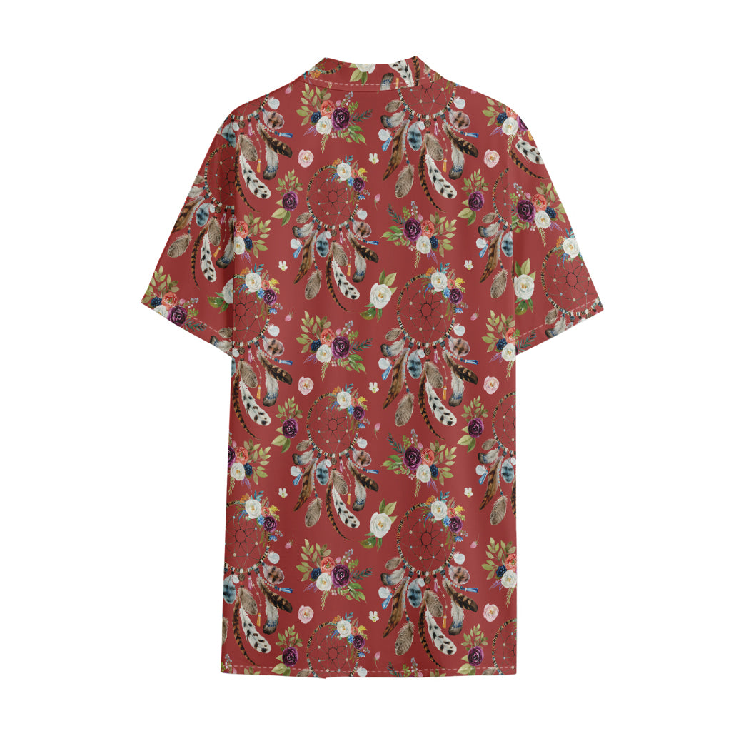 Vintage Dream Catcher Pattern Print Cotton Hawaiian Shirt