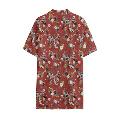 Vintage Dream Catcher Pattern Print Cotton Hawaiian Shirt
