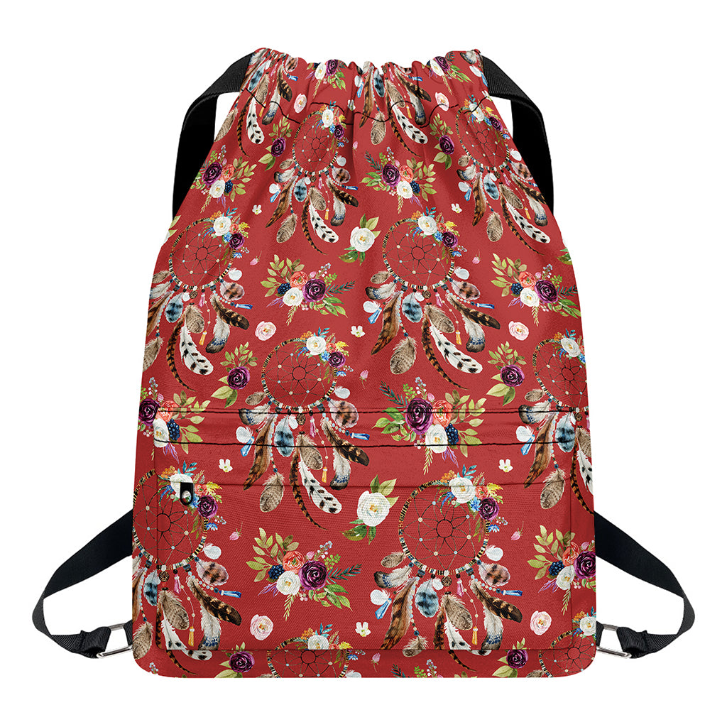 Vintage Dream Catcher Pattern Print Drawstring Backpack