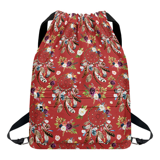 Vintage Dream Catcher Pattern Print Drawstring Backpack
