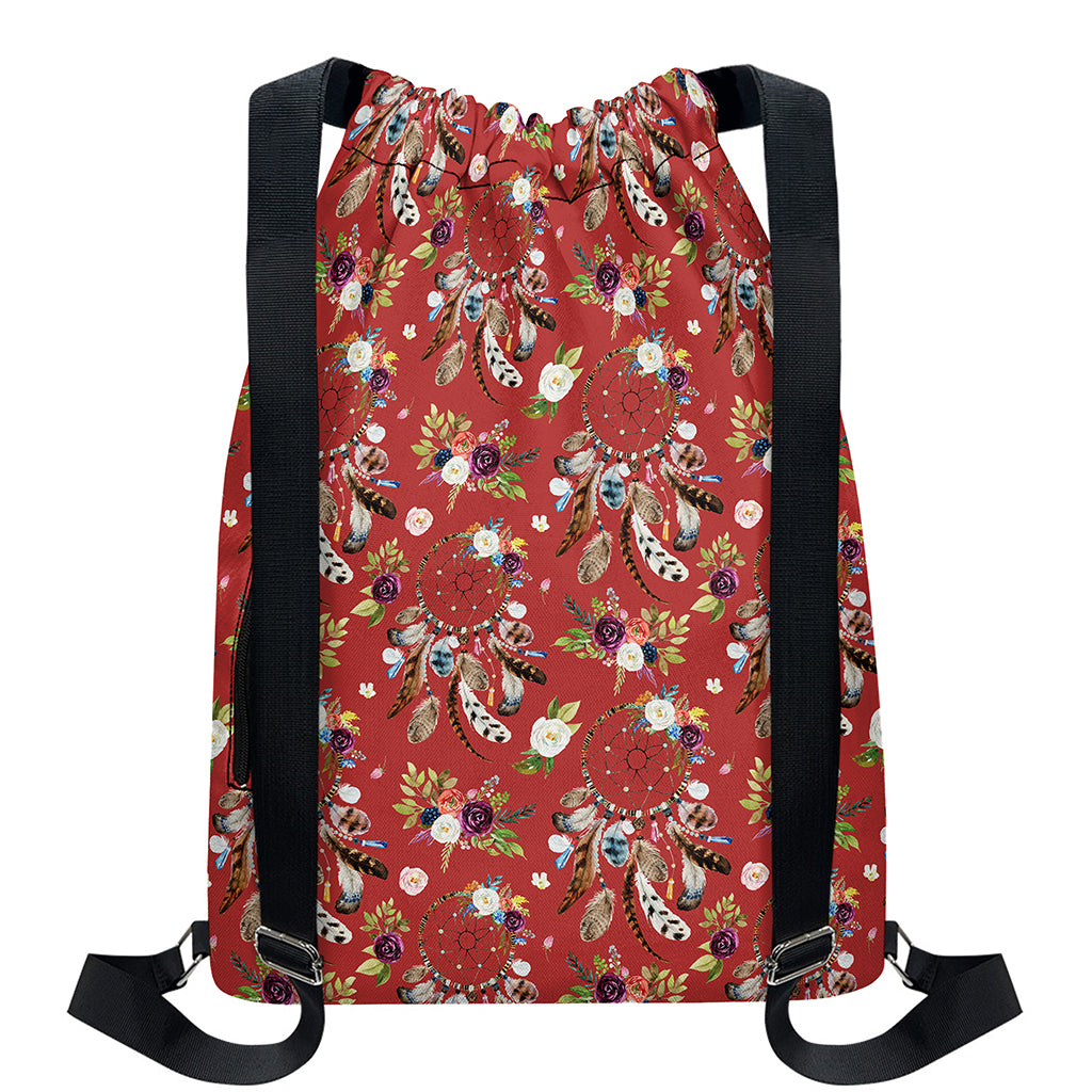 Vintage Dream Catcher Pattern Print Drawstring Backpack