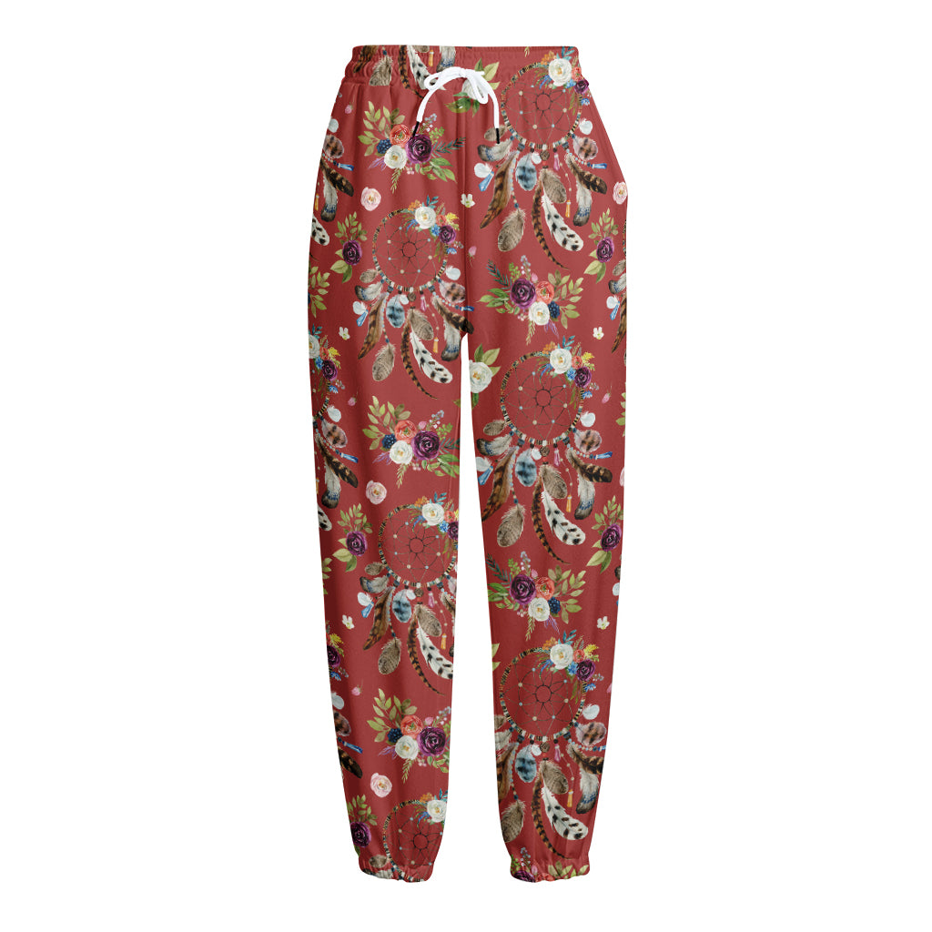 Vintage Dream Catcher Pattern Print Fleece Lined Knit Pants