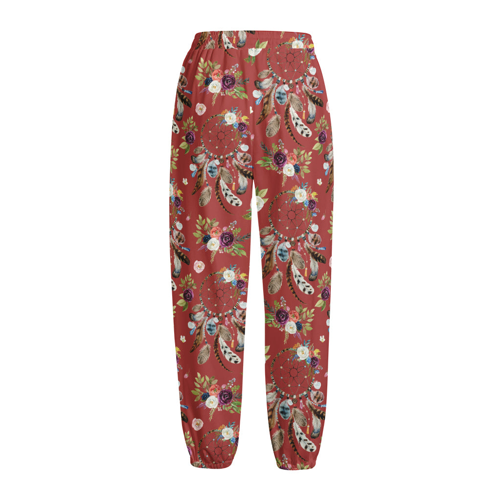 Vintage Dream Catcher Pattern Print Fleece Lined Knit Pants