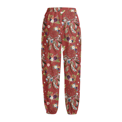 Vintage Dream Catcher Pattern Print Fleece Lined Knit Pants
