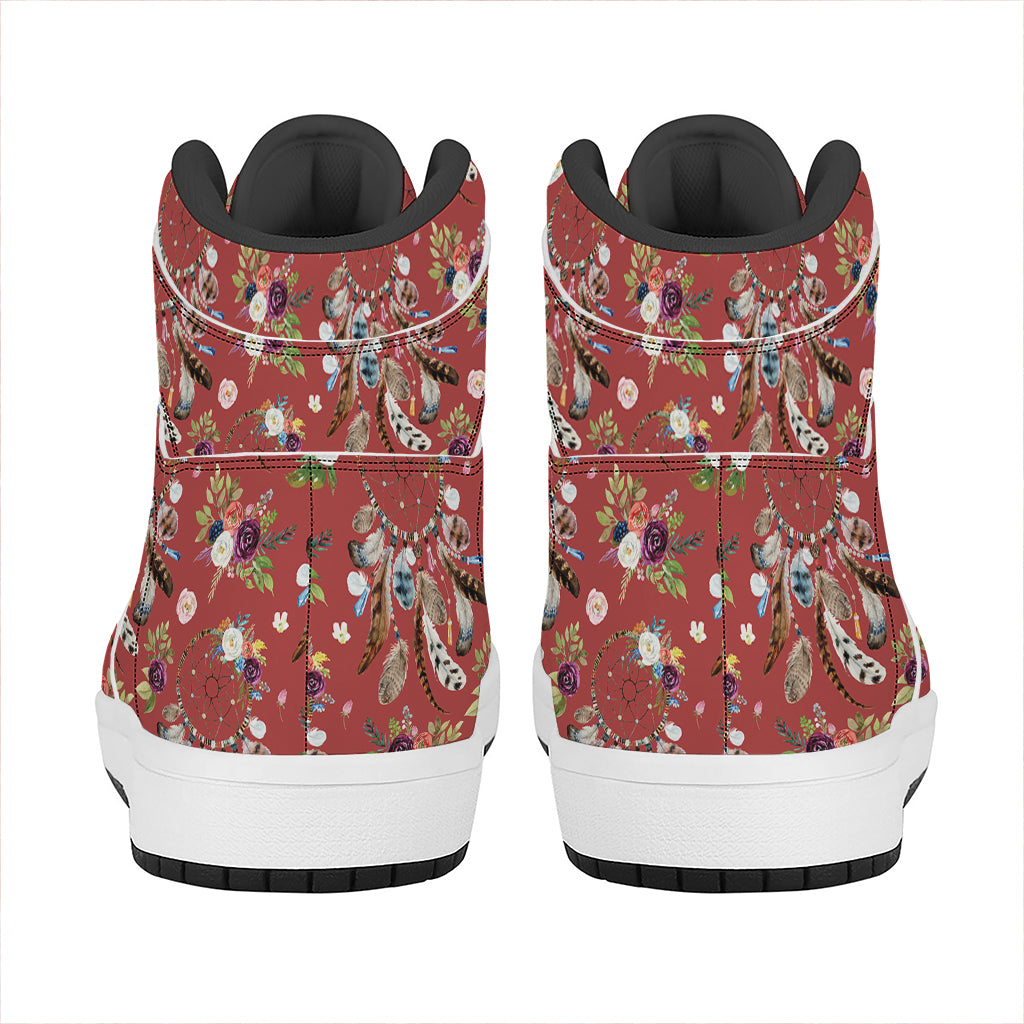 Vintage Dream Catcher Pattern Print High Top Leather Sneakers