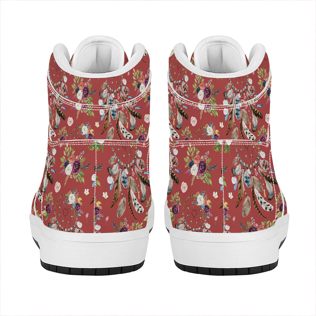 Vintage Dream Catcher Pattern Print High Top Leather Sneakers