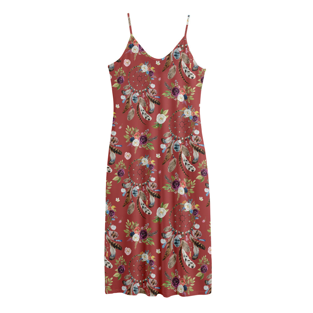 Vintage Dream Catcher Pattern Print Jersey Midi Cami Dress