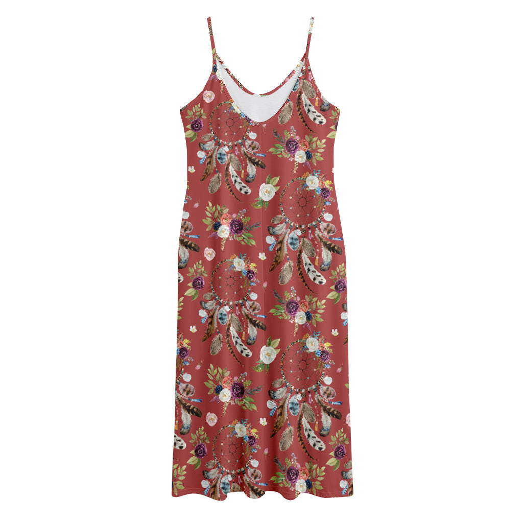 Vintage Dream Catcher Pattern Print Jersey Midi Cami Dress