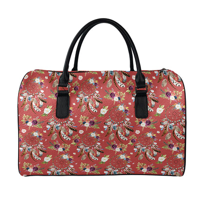 Vintage Dream Catcher Pattern Print Leather Duffle Bag