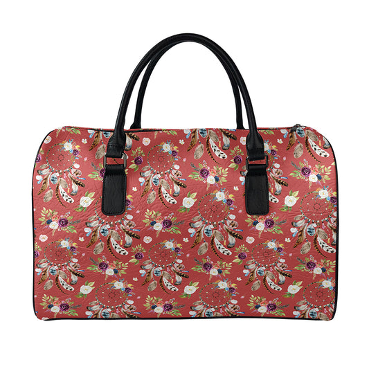 Vintage Dream Catcher Pattern Print Leather Duffle Bag