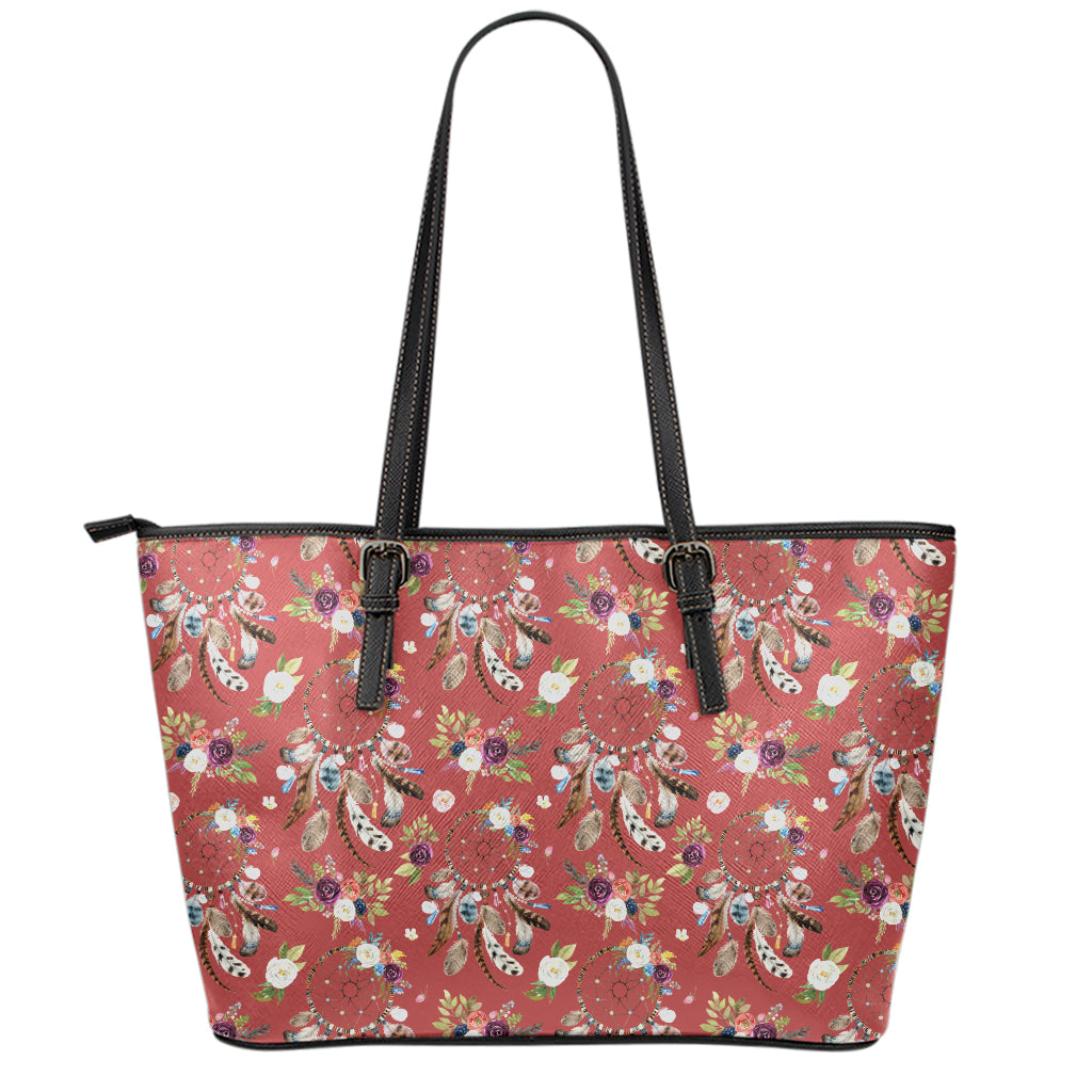 Vintage Dream Catcher Pattern Print Leather Tote Bag