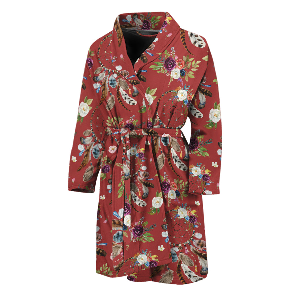 Vintage Dream Catcher Pattern Print Men's Bathrobe