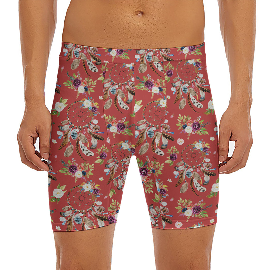 Vintage Dream Catcher Pattern Print Men's Long Boxer Briefs
