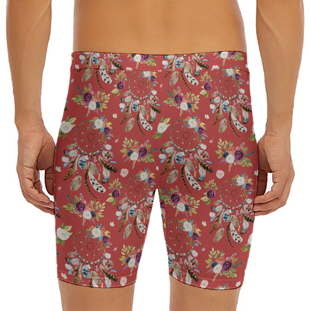 Vintage Dream Catcher Pattern Print Men's Long Boxer Briefs