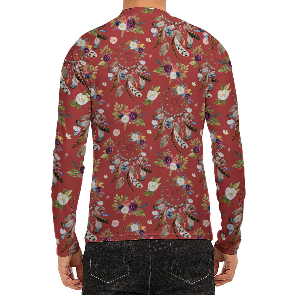 Vintage Dream Catcher Pattern Print Men's Long Sleeve Rash Guard