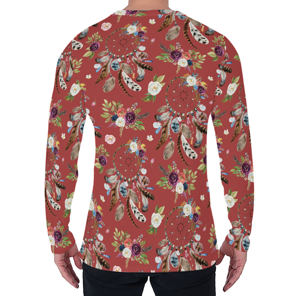 Vintage Dream Catcher Pattern Print Men's Long Sleeve T-Shirt