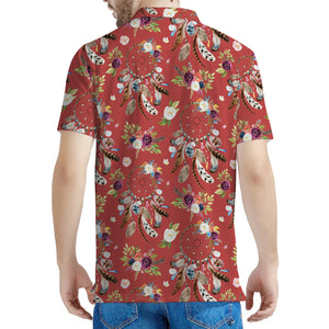 Vintage Dream Catcher Pattern Print Men's Polo Shirt