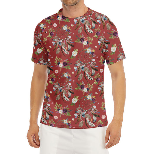 Vintage Dream Catcher Pattern Print Men's Short Sleeve Rash Guard